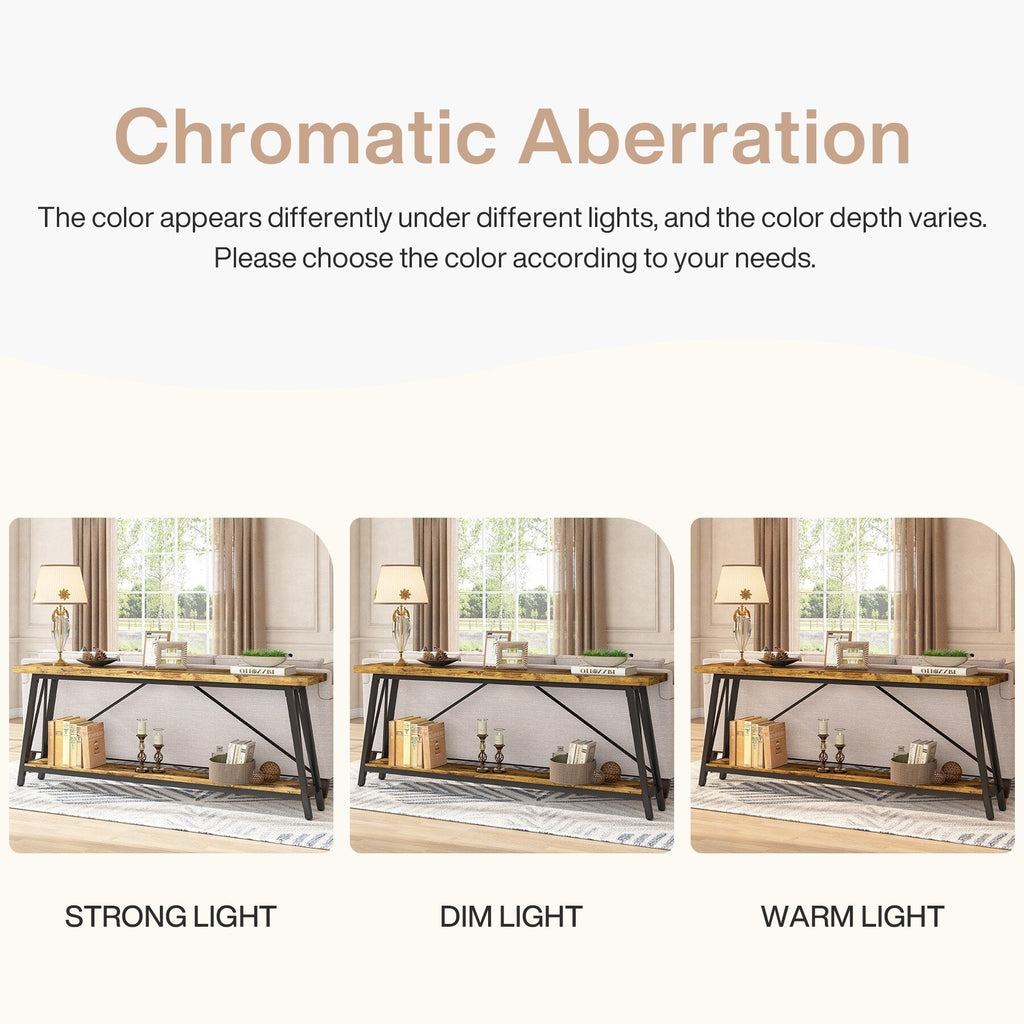 Table console d'entrée de style industriel extra-longue de 70,9 pouces