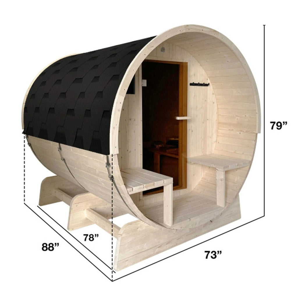 Sauna tonneau en pin blanc de Finlande ALEKO pour 6 à 8 personnes avec chauffage électrique UL - 88 L x 73 l x 79 H pouces