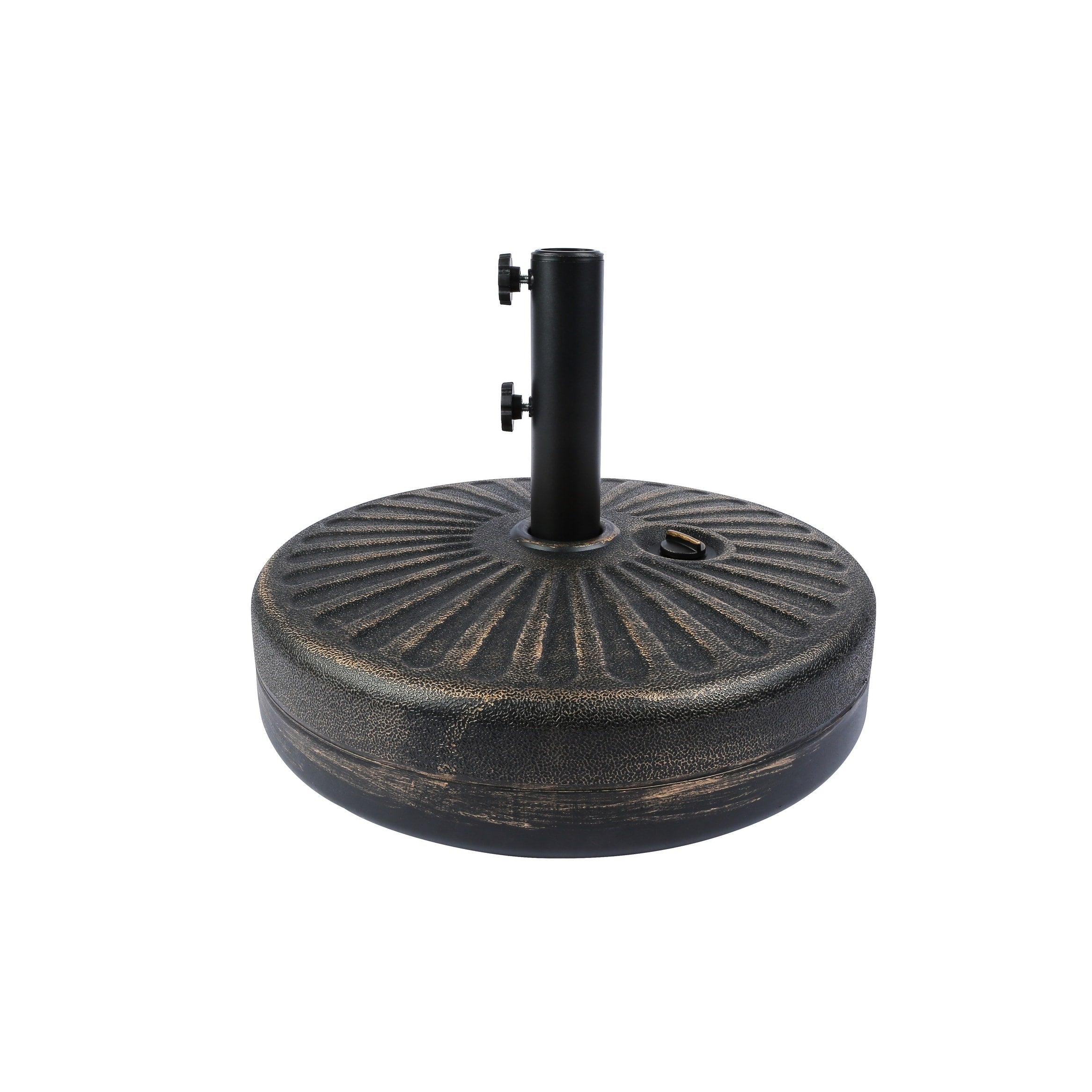 Parasol de patio Lopes de 9 pieds avec base en finition bronze et support de poids inclus