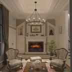 Lustre Acroma Farmhouse à 12 lumières, 40 po, en forme de roue de chariot, certifié UL - 40 po P x 138 po H