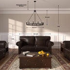 Lustre Acroma Farmhouse à 12 lumières, 40 po, en forme de roue de chariot, certifié UL - 40 po P x 138 po H