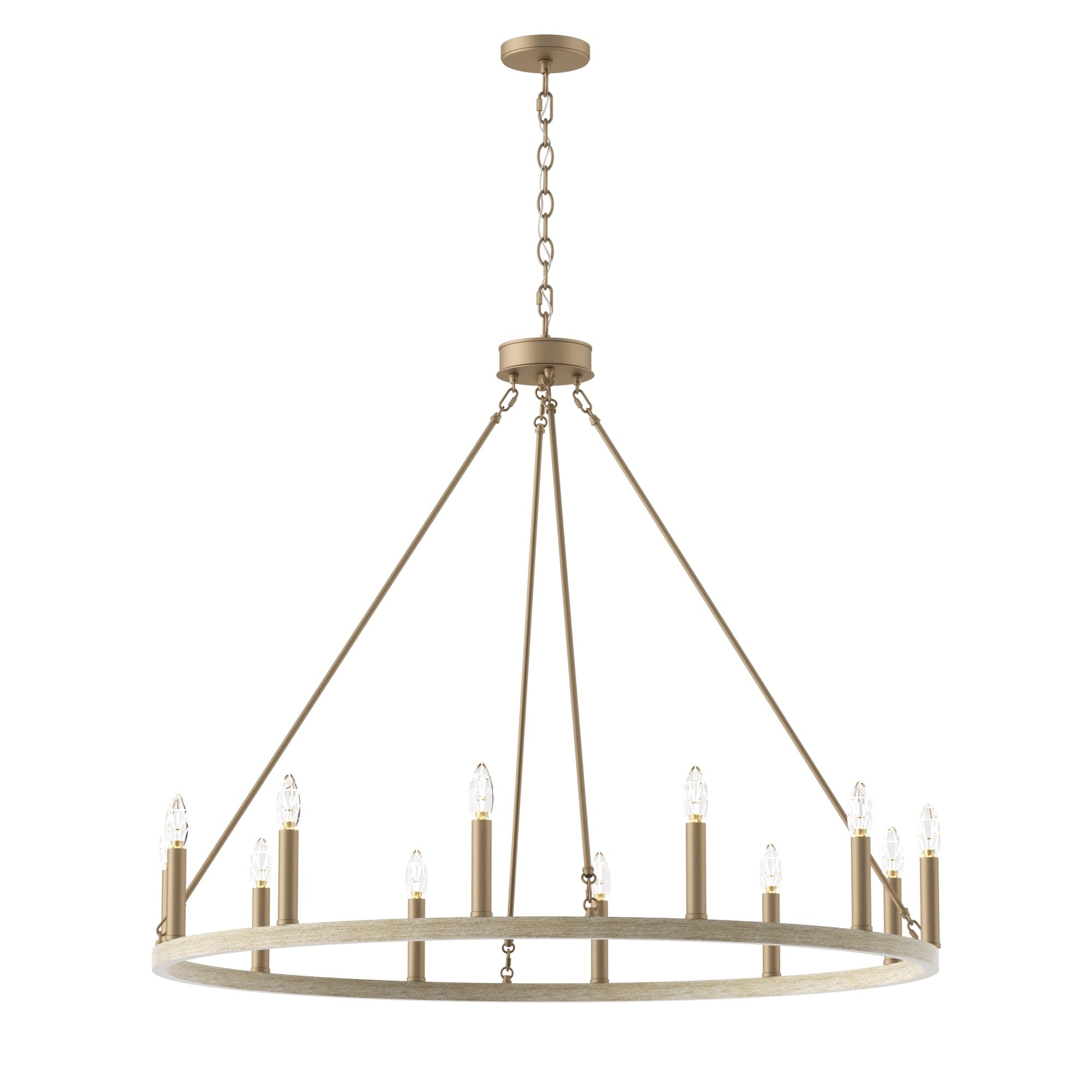 Lustre Acroma Farmhouse à 12 lumières, 40 po, en forme de roue de chariot, certifié UL - 40 po P x 138 po H