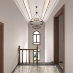 Lustre rond en forme de roue de chariot de style ferme moderne Acroma à 20 lumières de 40 po avec UL