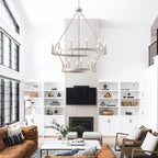 Lustre rond en forme de roue de chariot de style ferme moderne Acroma à 20 lumières de 40 po avec UL