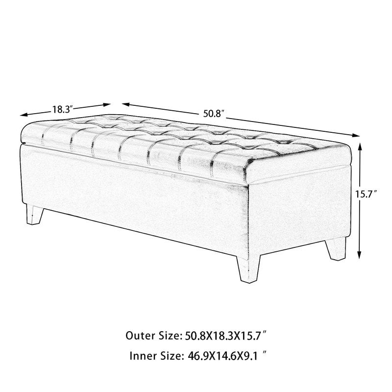 Banc ottoman de rangement en cuir reconstitué Adeco 50