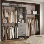 Rackcog Organiseur de placard réglable de 120 pouces avec tiroirs, système de placard avec étagères de bricolage pour placards et dressings