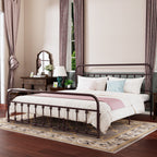 Cadre de lit plateforme en métal vintage simple Alazyhome, montage facile