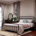 Cadre de lit plateforme en métal vintage simple Alazyhome, montage facile