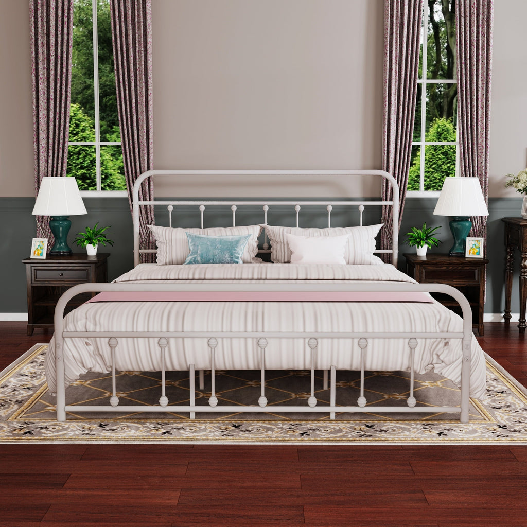 Cadre de lit plateforme en métal vintage simple Alazyhome, montage facile