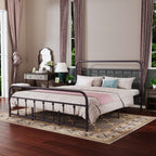 Cadre de lit plateforme en métal vintage simple Alazyhome, montage facile