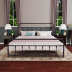 Cadre de lit plateforme en métal vintage simple Alazyhome, montage facile