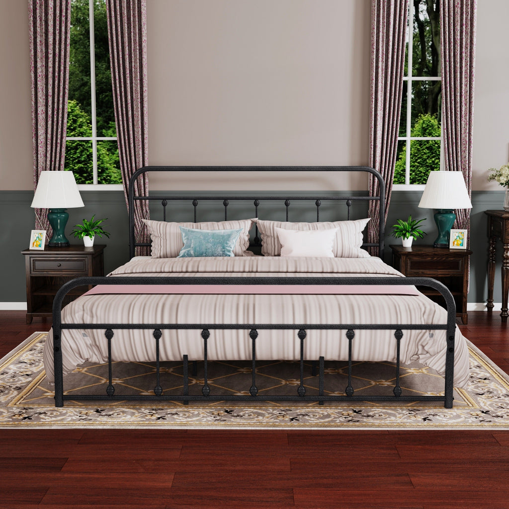 Cadre de lit plateforme en métal vintage simple Alazyhome, montage facile