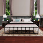 Cadre de lit plateforme en métal vintage simple Alazyhome, montage facile