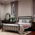 Cadre de lit plateforme en métal vintage simple Alazyhome, montage facile