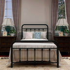 Cadre de lit plateforme en métal vintage simple Alazyhome, montage facile