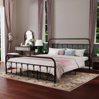 Cadre de lit plateforme en métal vintage simple Alazyhome, montage facile