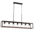 Lustre linéaire rectangulaire Allegray Farmhouse de 52 po à 7 lumières pour îlot de cuisine