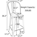 Tabourets de bar de ferme Andeworld, ensemble de 4 tabourets de bar à hauteur de comptoir - Ensemble de 4