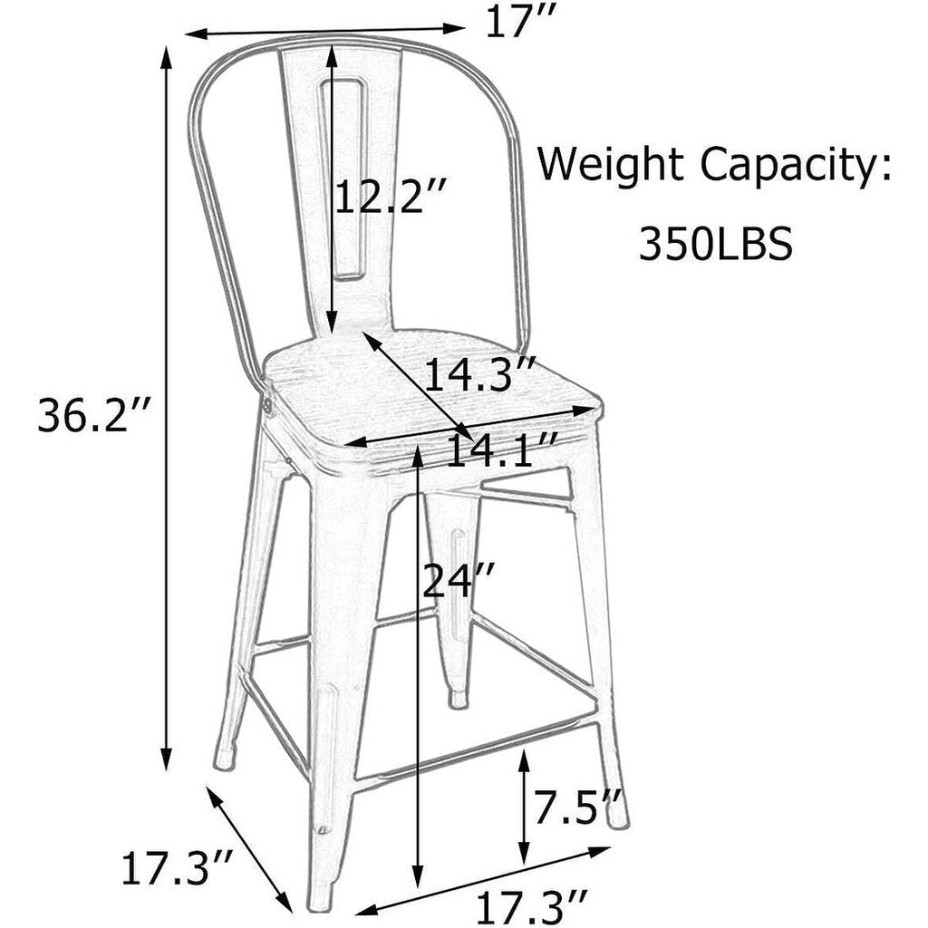 Tabourets de bar de ferme Andeworld, ensemble de 4 tabourets de bar à hauteur de comptoir - Ensemble de 4