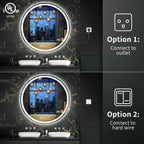 Miroir de courtoisie rond sans cadre, antibuée, éclairé par LED et à intensité variable