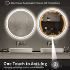 Miroir de courtoisie rond sans cadre, antibuée, éclairé par LED et à intensité variable