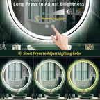 Miroir de courtoisie rond sans cadre, antibuée, éclairé par LED et à intensité variable