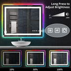 Miroir de salle de bain antibuée rétroéclairé RVB et à éclairage frontal LED