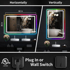 Miroir de salle de bain antibuée rétroéclairé RVB et à éclairage frontal LED