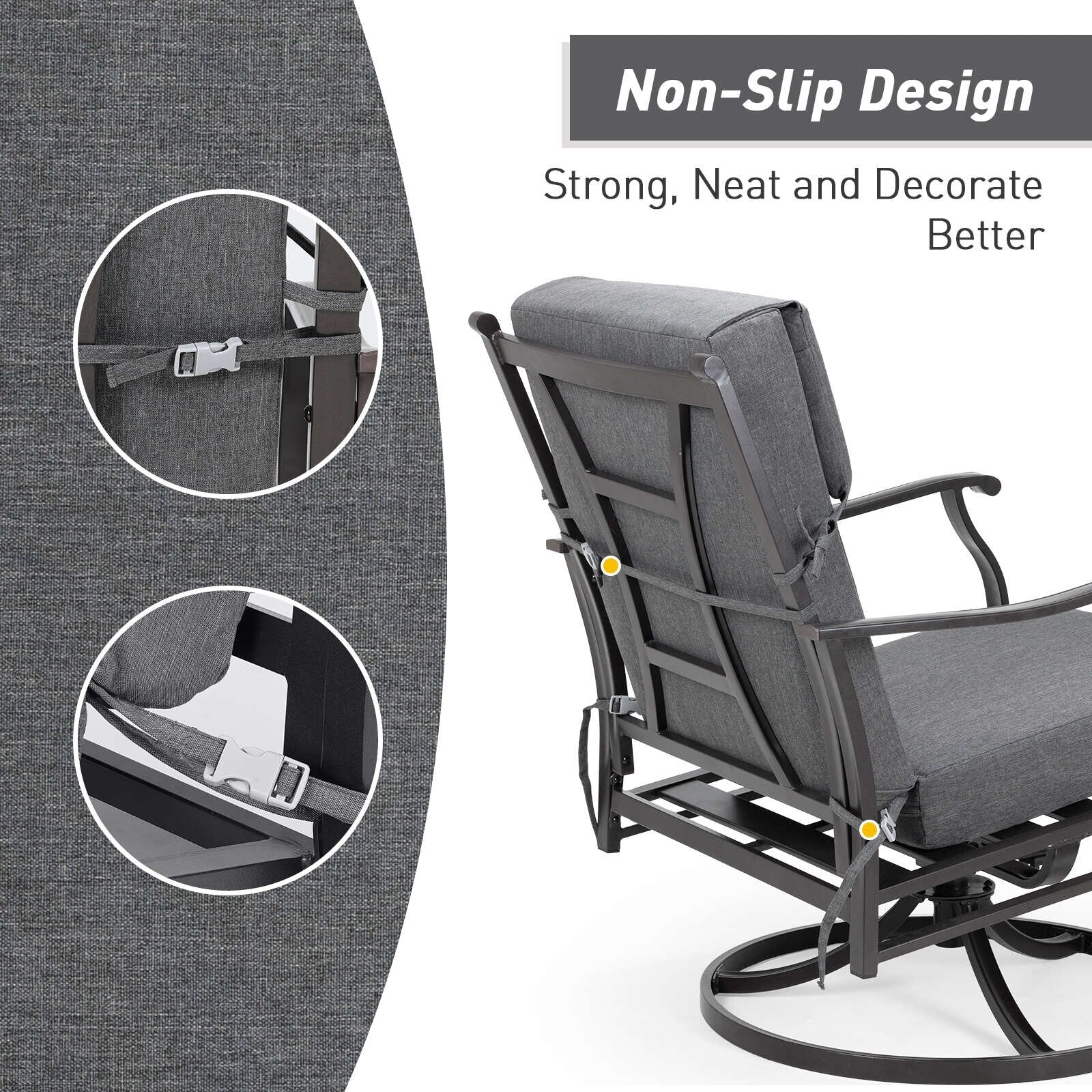 Lot de 4 coussins de chaise à dossier haut Aoodor Patio, 46 ​​x 21 x 4 pouces (coussins uniquement)