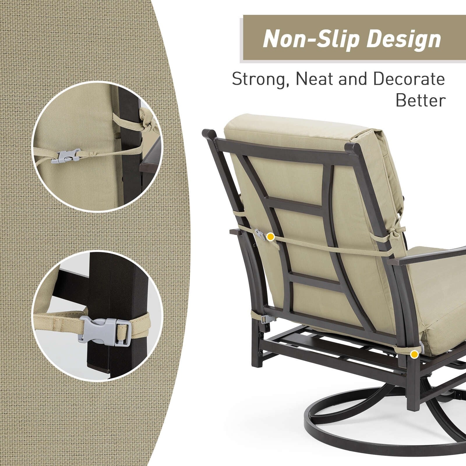 Lot de 4 coussins de chaise à dossier haut Aoodor Patio, 46 ​​x 21 x 4 pouces (coussins uniquement)