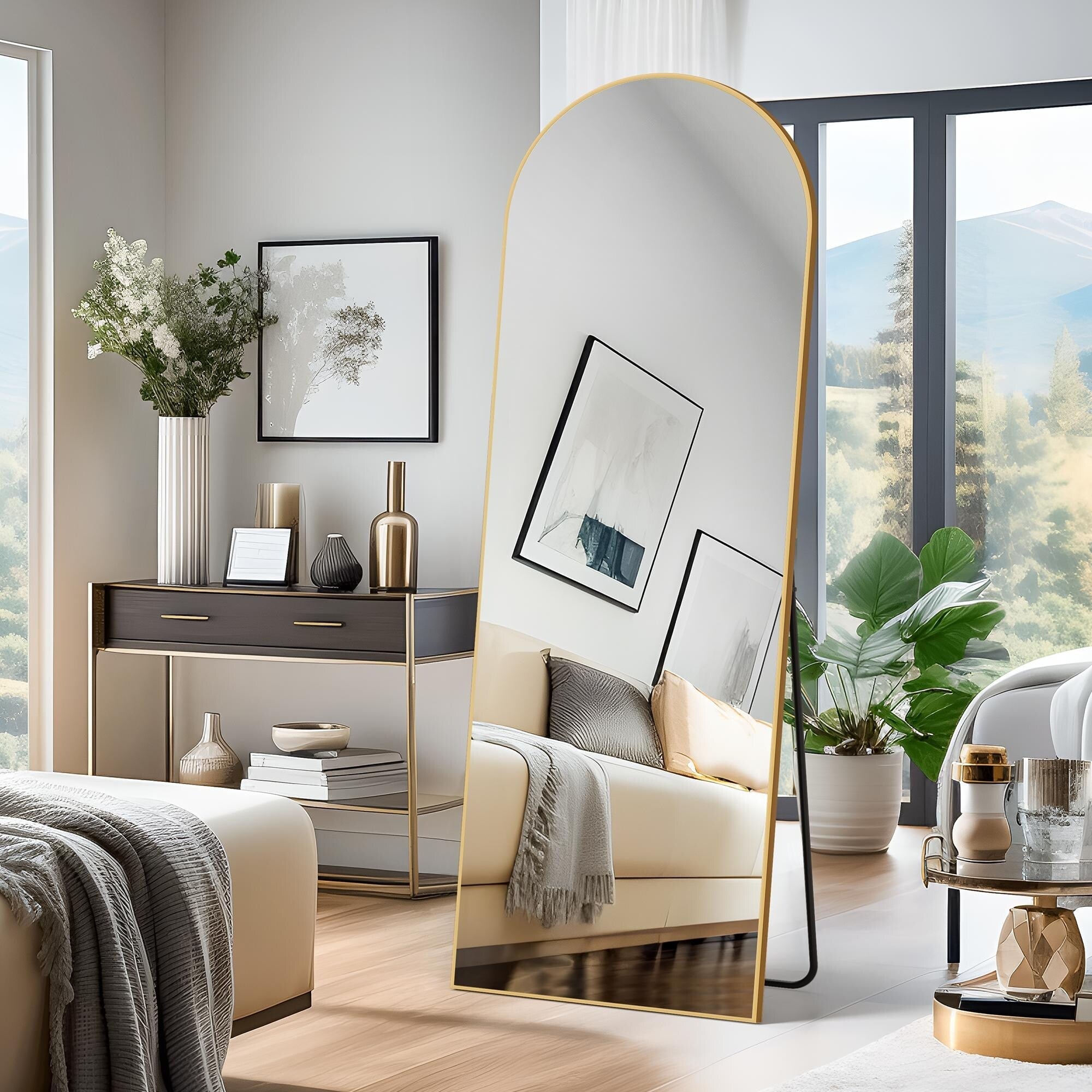 Miroir mural sur pied arqué Dovelina