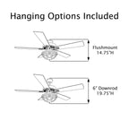 Ventilateur de plafond Astrid River of Goods, 3 lumières, 52 pouces, bronze huilé multicolore et vitrail - 52 x 52 x 14,75/19,75