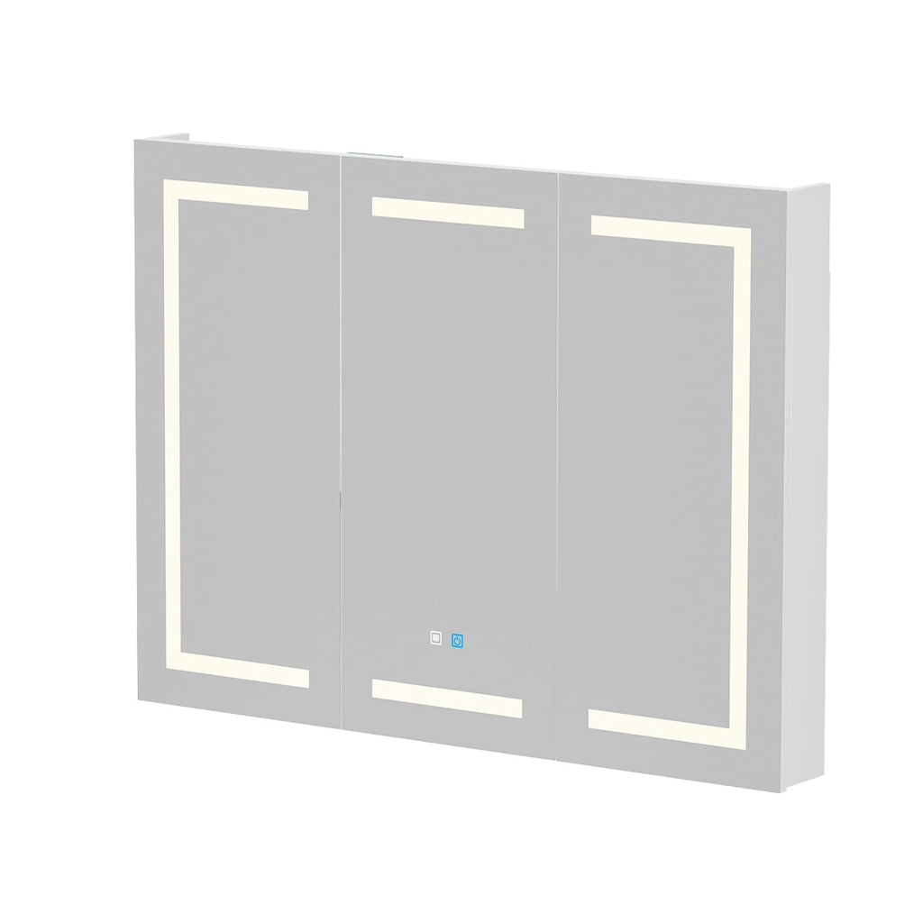 Armoire à pharmacie de salle de bain avec miroir LED antibuée 6 000 K, armoire murale blanche