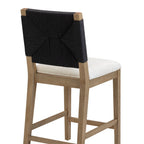 Tabouret de bar Beacon Bohemian Boucle, chaise de comptoir rembourrée avec cadre en bois massif et dossier en jonc de mer tressé