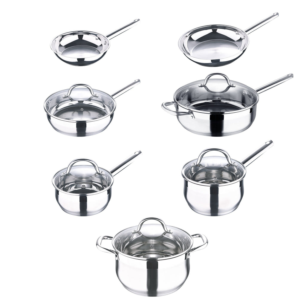 Ensemble de 12 casseroles Bergner en acier inoxydable, compatible lave-vaisselle et induction
