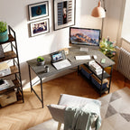 Petit bureau en L avec étagères de rangement Bureau d'ordinateur d'angle