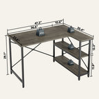 Petit bureau en L avec étagères de rangement Bureau d'ordinateur d'angle