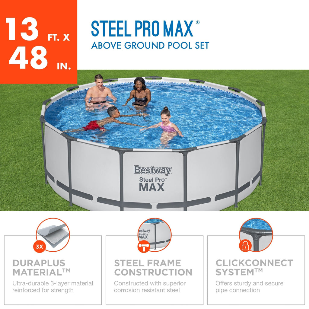 Piscine hors sol ronde Bestway Steel Pro MAX avec pompe et couverture