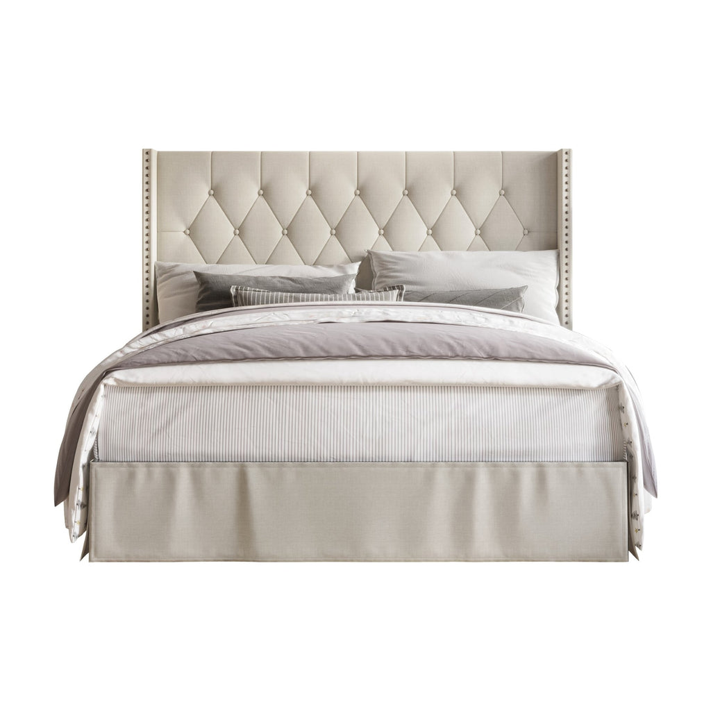 Lit à panneaux rembourré Billy avec 2 tables de chevet