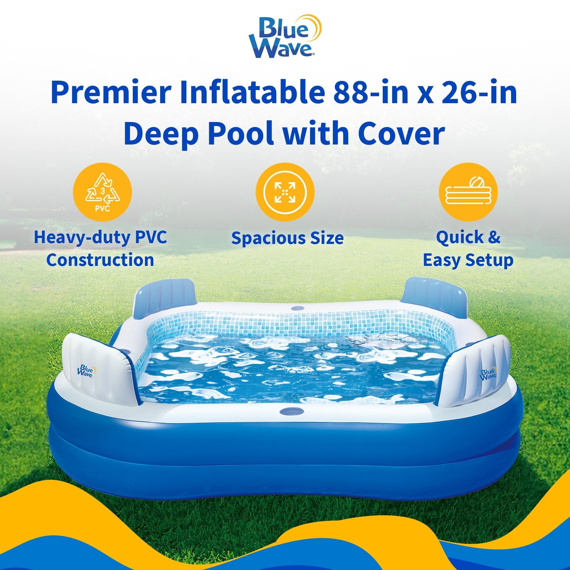 Piscine gonflable Blue Wave Premier avec couverture - Taille unique