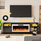 Meuble TV Bossin 70 avec cheminée électrique de 36 pouces, meuble TV pour téléviseurs jusqu'à 80 pouces, éclairage LED 16 couleurs/centre de divertissement