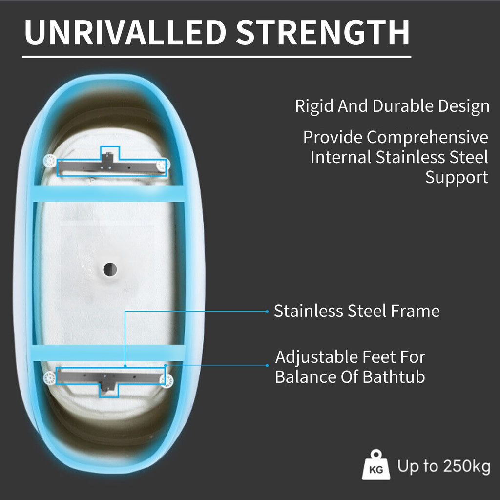 Baignoires autoportantes en acrylique CB HOME 59''/67'', baignoires simples contre le mur, trop-plein gauche/droite