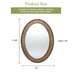 Miroir mural ovale de 81 cm avec cadre en bois Cameo, miroir mural de salle de bain - 31,89 H x 24 L x 1,26 P