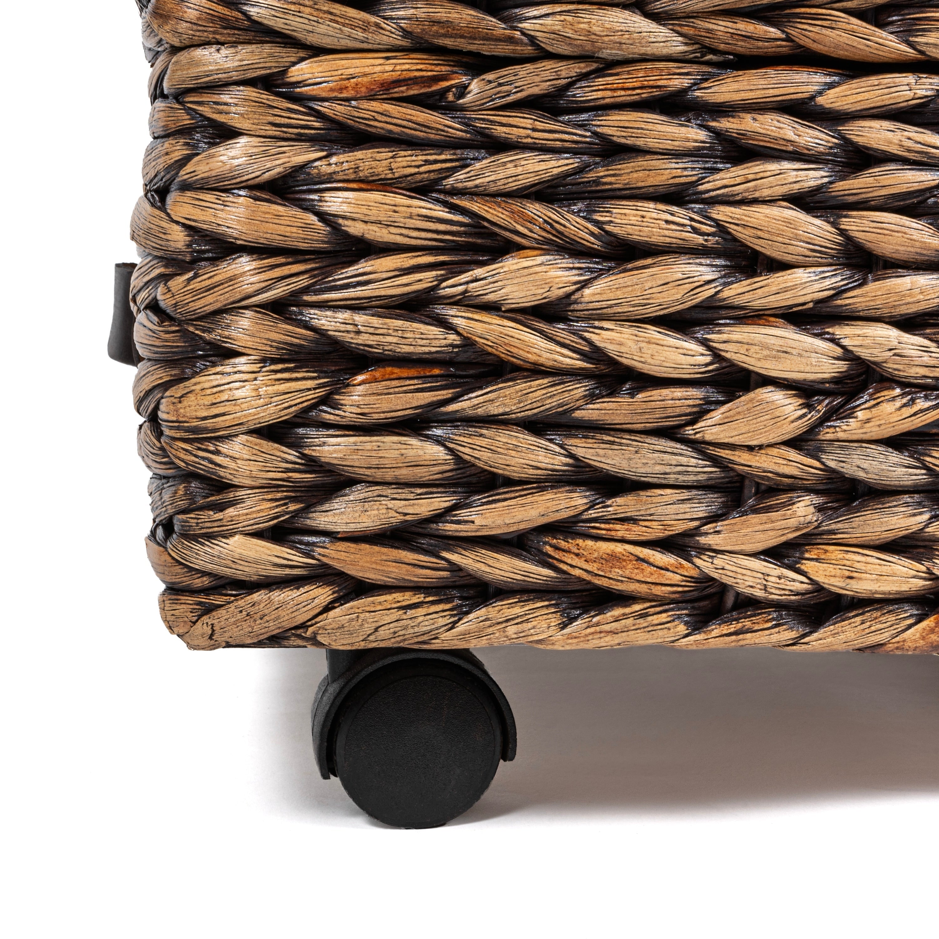 Happimess Bac de rangement sous le lit en jacinthe/bois avec roulettes et poignées