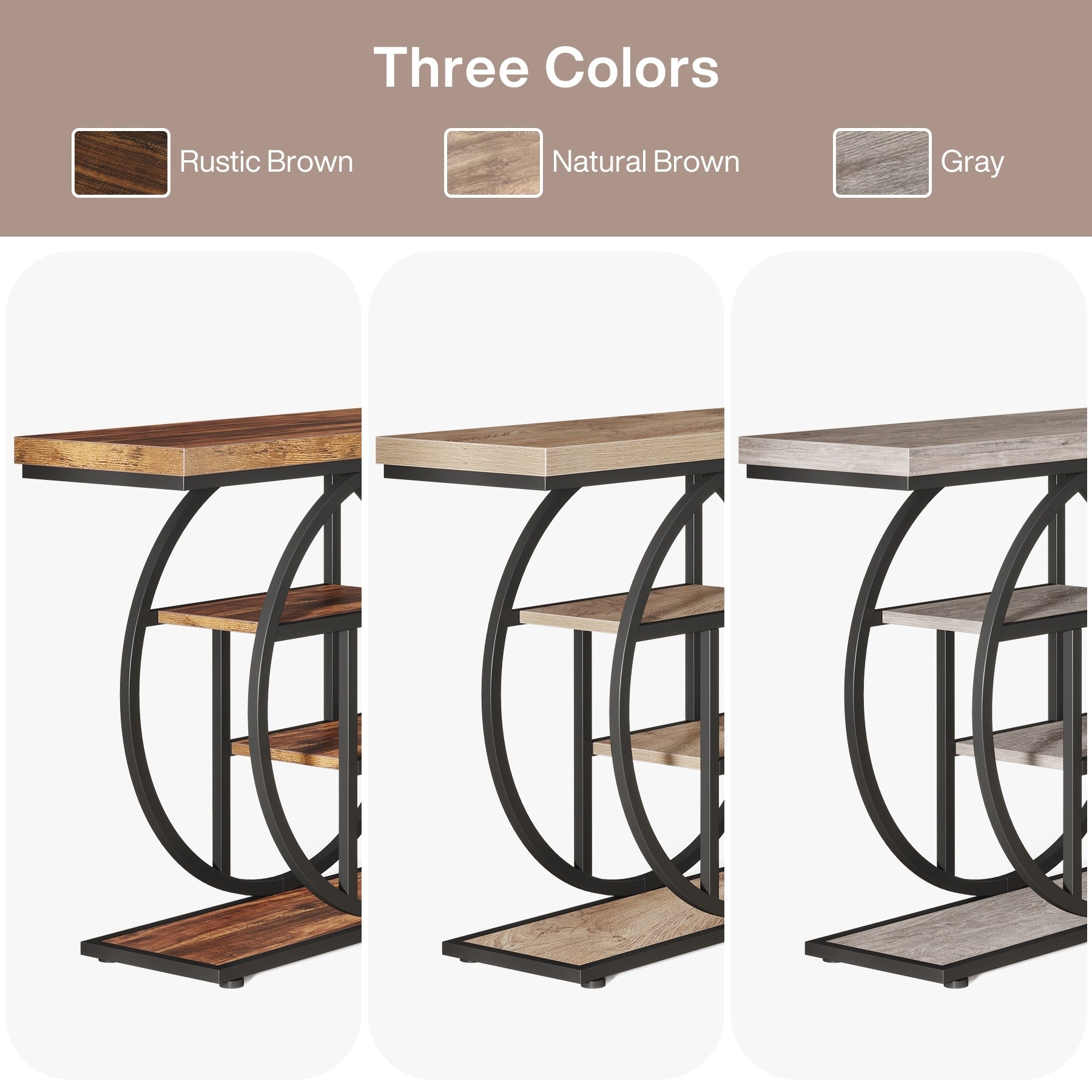 Console d'entrée, table de canapé industrielle à 4 niveaux derrière le canapé