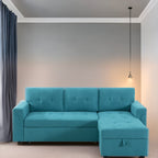 Canapé sectionnel convertible réversible avec lit gigogne, méridienne avec rangement dissimulé et pieds robustes