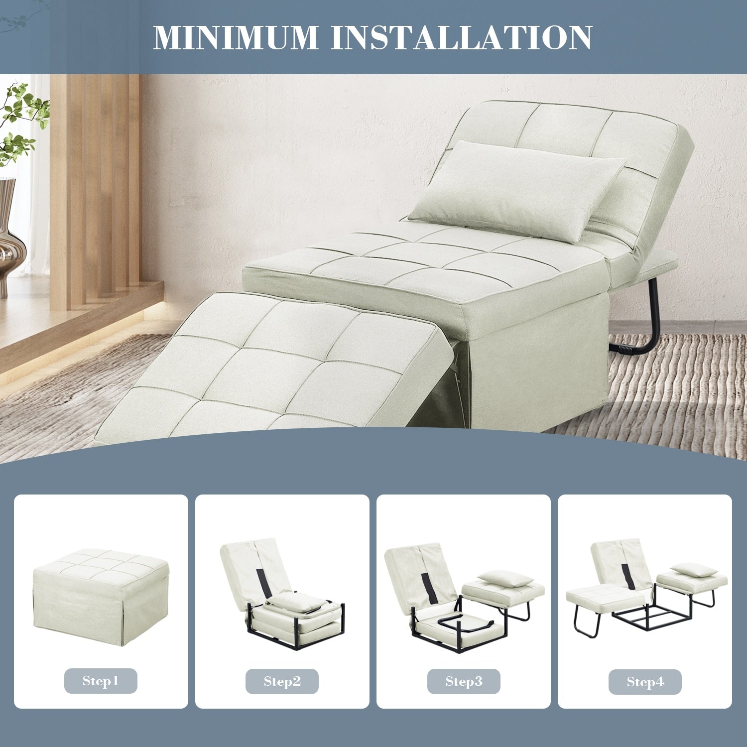 Canapé-lit convertible, canapé-lit, fauteuil inclinable, ottoman, pliable, pour salon