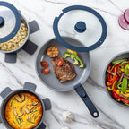 Batterie de cuisine Country Kitchen 16 pièces pour camping-car, en céramique avec poignée amovible, compatible avec le four