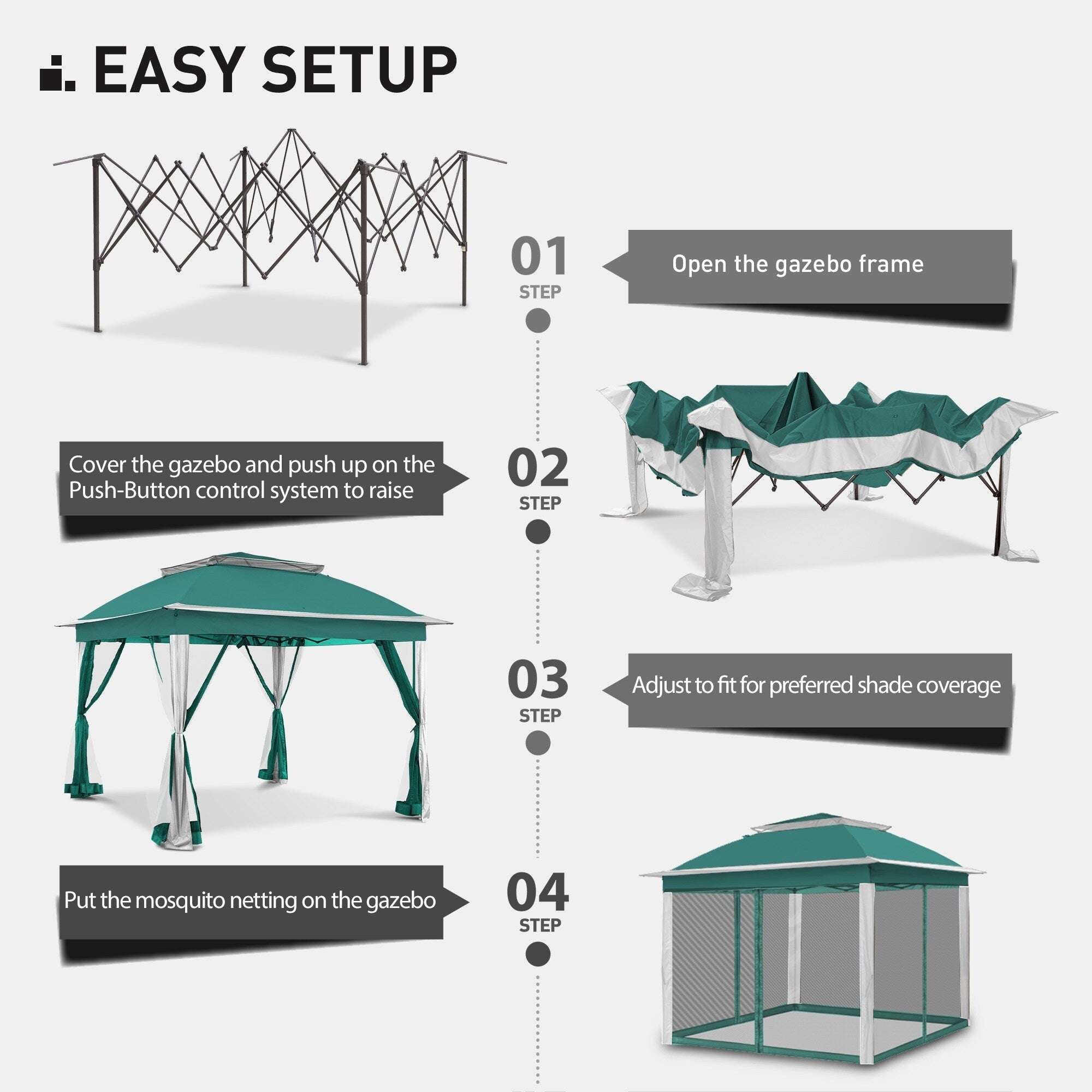 Gazebo escamotable en acier Cozywor de 11 pi x 11 pi avec moustiquaire