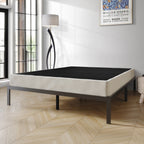 Sommier à ressorts en bois massif CraftPorch de 5 pouces avec lattes en bois et revêtement en lin gris chaud